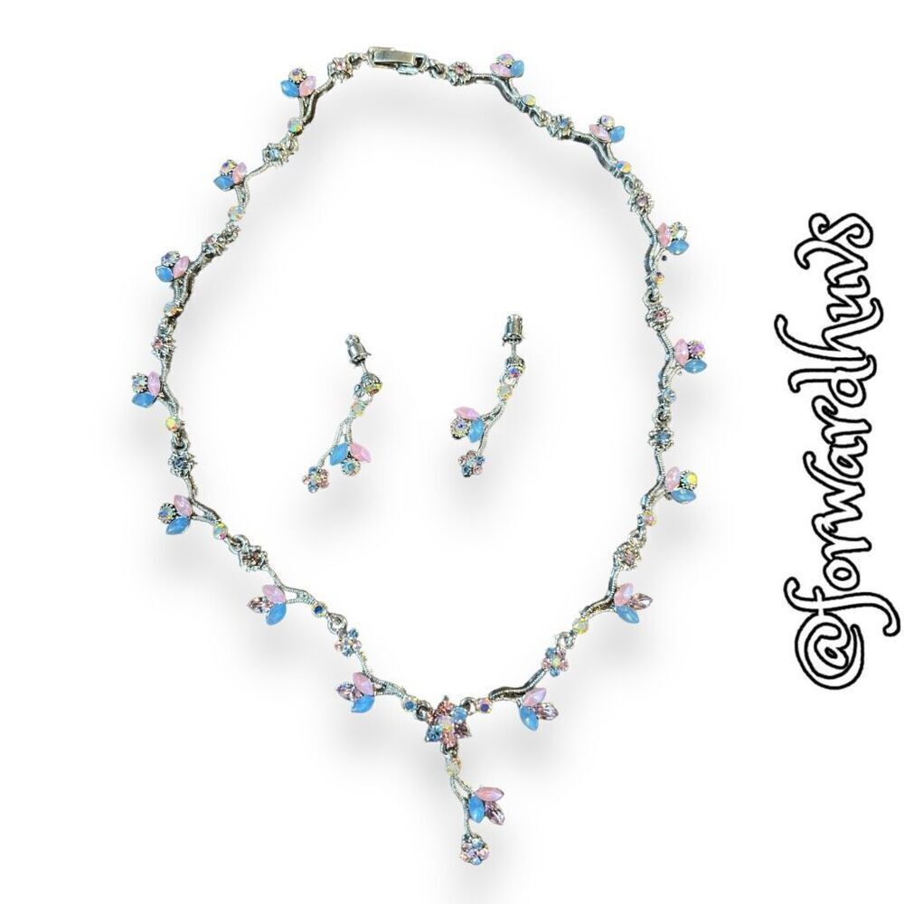 Cosplay Princess Style Necklace & Earring Set | Magical Pink & Blue
